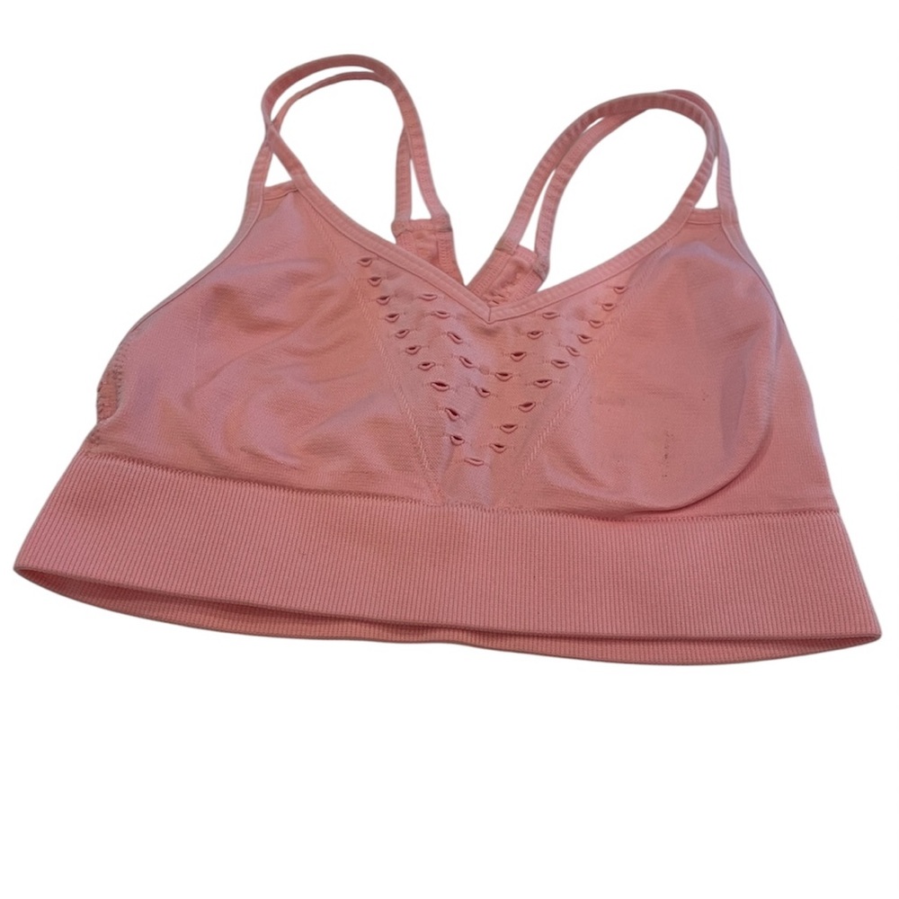 Victoria Sport Pink Cropped Sports Bra Sz Small pink peach yoga Pilates workout